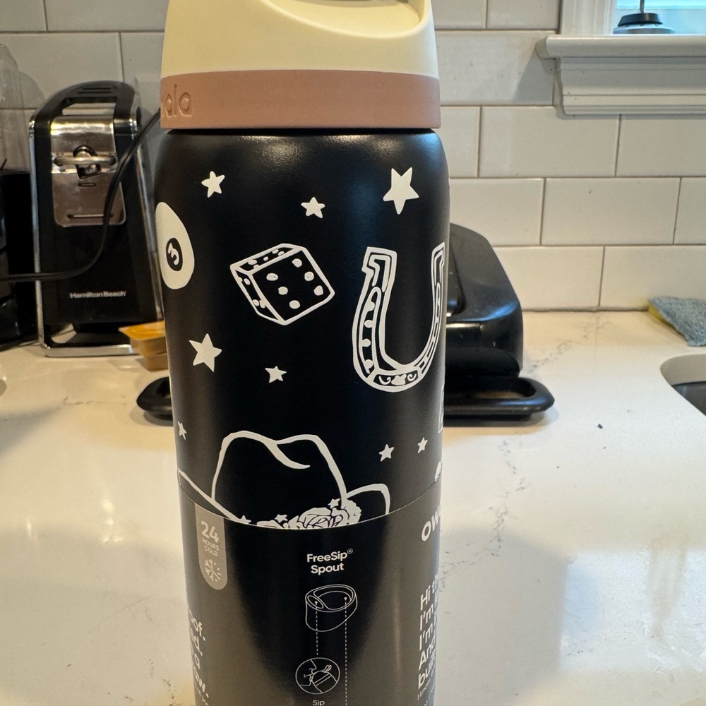 Owala Black and White Insulated Water Bottle - Picture 3 of 3